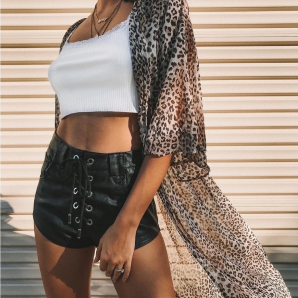 Lioness Leather Lace Up Shorts